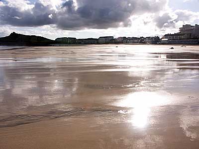 Wet sand, Porthmeor Beach, St Ives, Cornwall, April 2004