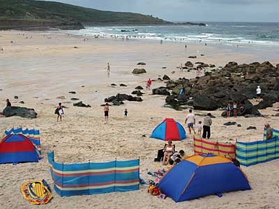 Porthmeor beach, early morning in St Ives, St Ives, Cornwall, August 2005