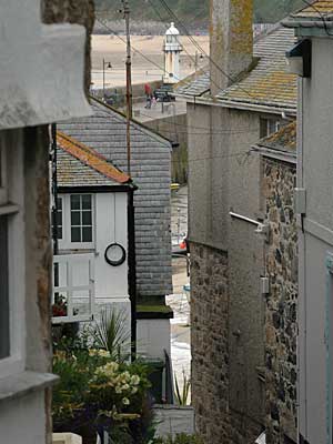 Glimpse of the harbour, St Ives, Cornwall, August 2005