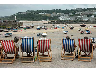 Deckchairs at the harbour, St Ives, Cornwall, August 2005