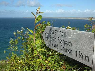 Coast path sign, Carbis Bay, St Ives, Cornwall, August 2005
