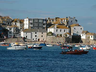 High tide, low sun, St Ives harbour, St Ives, Cornwall, August 2005