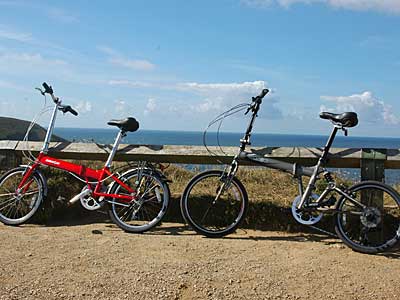 Our folding bikes! On the way from Portreath to St Ives, Cornwall, August 2005