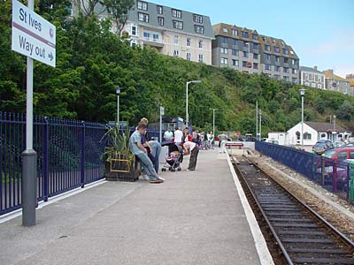Waiting for the train, St Ives station, St Ives, Cornwall, August 2005