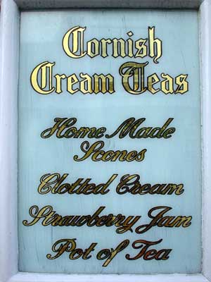 Cornish Cream Tea sign, St Ives, Cornwall, August 2002