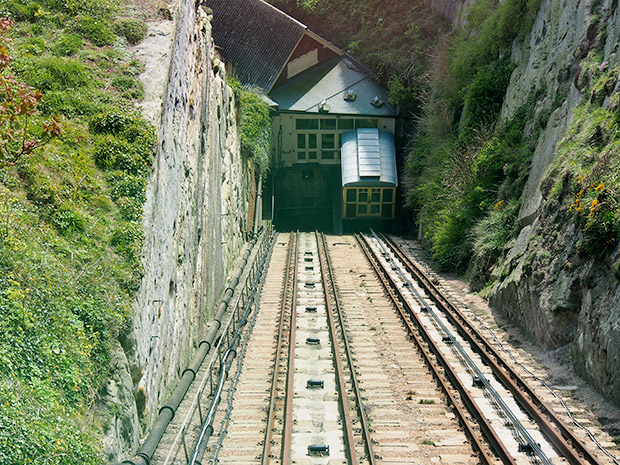 East Hill and West Hill Cliff Railways of Hastings - two funicular railways on the south coast of England