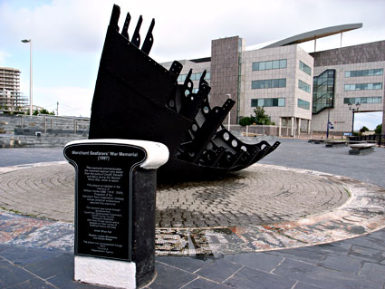 Merchant Seafarers' War Memorial, Cardiff Bay, docks and Tiger Bay, Cardiff, south Wales