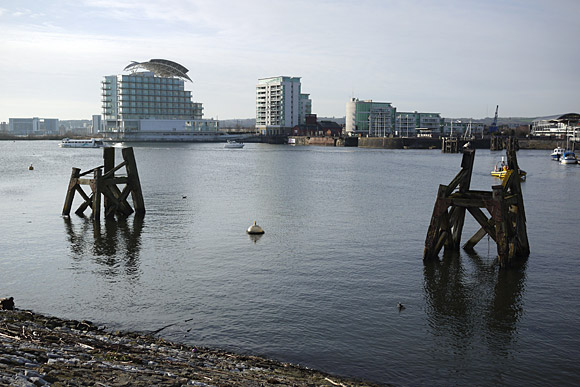 Photos of Cardiff Bay - also known as Butetown and Tiger Bay - and the barrage, Cardiff, south Wales, December 2009