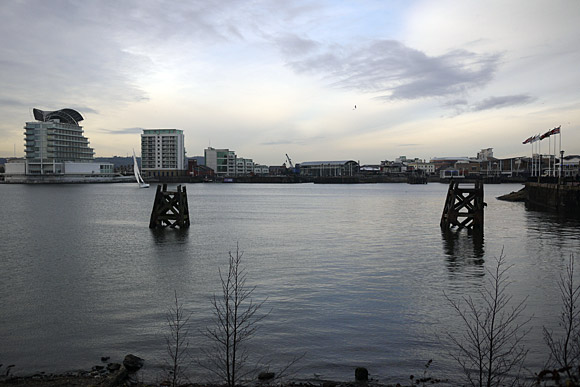 Photos of Cardiff Bay - also known as Butetown and Tiger Bay - and the barrage, Cardiff, south Wales, December 2009