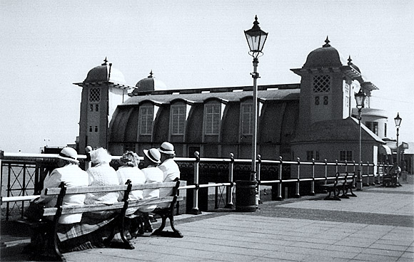 Five old ladies on a bench, Penarth, Wales
