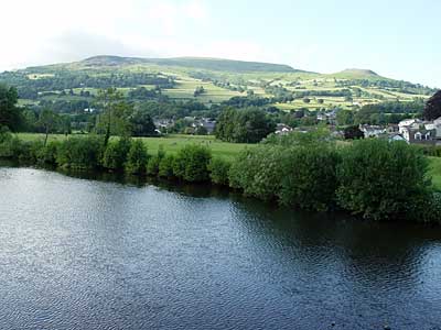 River Usk, Beaufort Road, Crickhowell, Brecon Beacons, south Wales photos