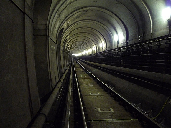A walk through the Thames tunnel, connecting Rotherhithe and Wapping, built by Marc Brunel and Isambard Kingdom Brunel, March, 2010