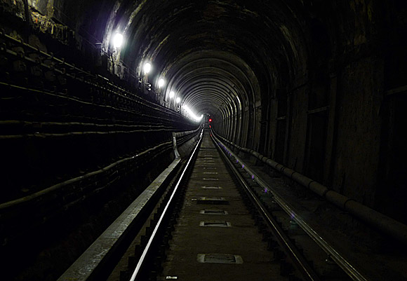 A walk through the Thames tunnel, connecting Rotherhithe and Wapping, built by Marc Brunel and Isambard Kingdom Brunel, March, 2010