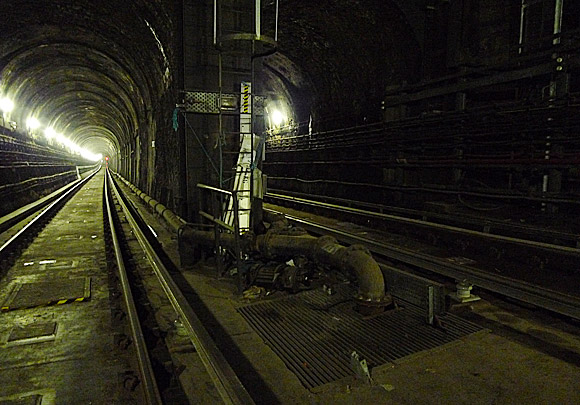 A walk through the Thames tunnel, connecting Rotherhithe and Wapping, built by Marc Brunel and Isambard Kingdom Brunel, March, 2010