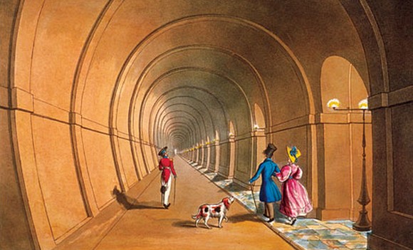 A walk through the Thames tunnel, connecting Rotherhithe and Wapping, built by Marc Brunel and Isambard Kingdom Brunel, March, 2010