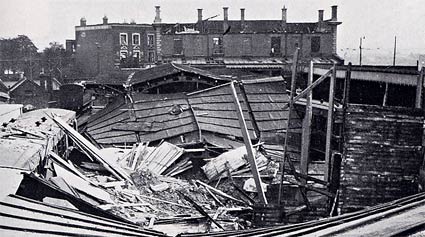 North Woolwich station damaged by Luftwaffe bombs, September 7th, 1940