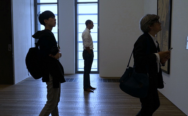 In photos: people looking at art, doors and workmen, Tate Modern, London, May 2016