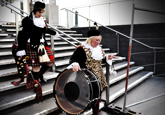 Pic of the day: Bagpipes and big drum, South bank, London