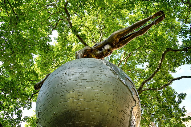 In photos: Berkeley Square and The Four Loves sculpture by Lorenzo Quinn, london