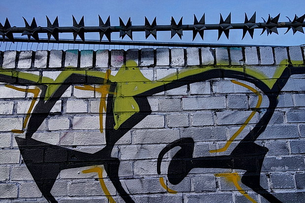 Bow to Hackney Wick canalside walk: barges, street art, buildings and twilight, Feb 2019
