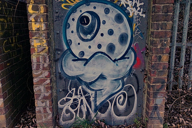 Bow to Hackney Wick canalside walk: barges, street art, buildings and twilight, Feb 2019