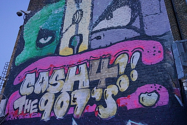 Bow to Hackney Wick canalside walk: barges, street art, buildings and twilight, Feb 2019