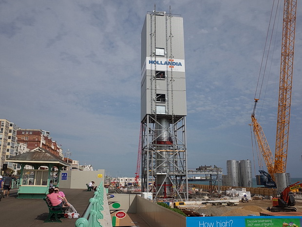Brighton's i360 tower under construction, Brighton, England, July 2015