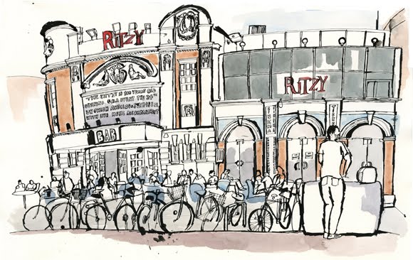 Brixton illustrated in dip pen and ink