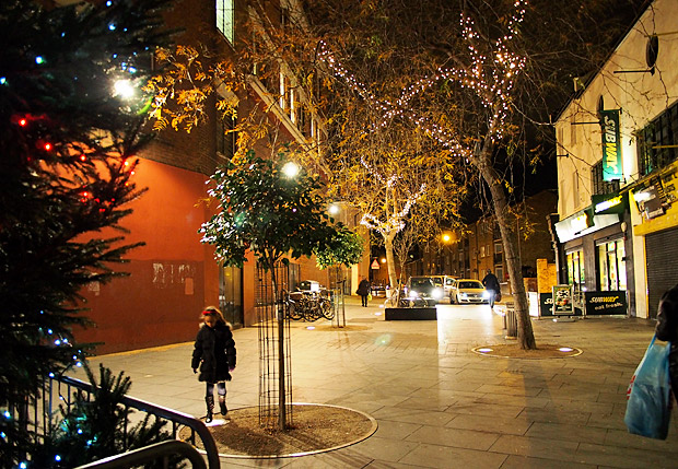 Christmas lights around Brixton town centre, December 2012, London, England UK