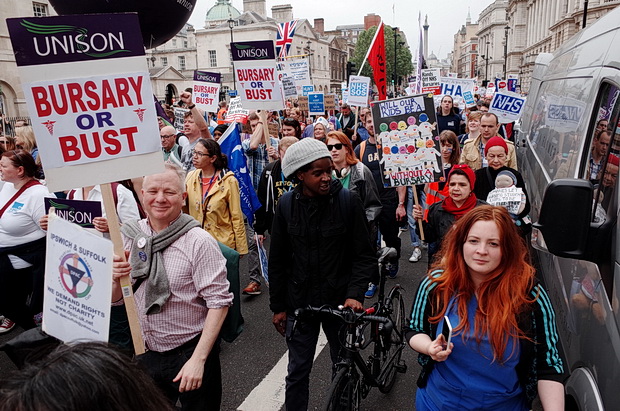 Bursary or Bust - march by student nurses through central London, Saturday 4th June 2016