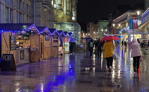 Christmas lights in the November rain, drag queen karaoke and street views - a trip to Cardiff