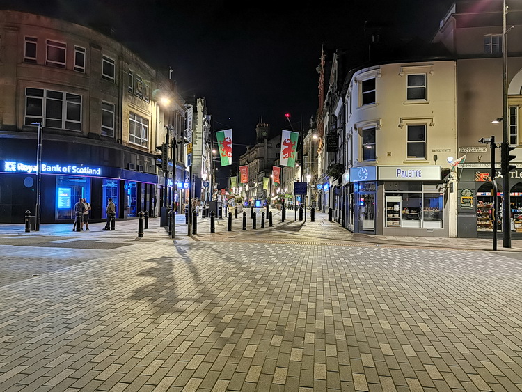 Cardiff in lockdown - stations, street photos and night scenes, July 2020