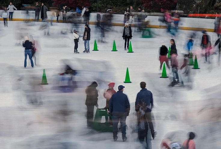 In photos: ice skating, autumnal shades and shadows, Central Park, New York
