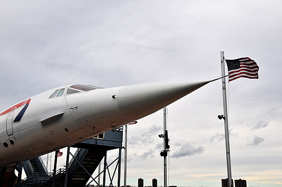 Record smashing Concorde aircraft stuck on a jetty, NYC