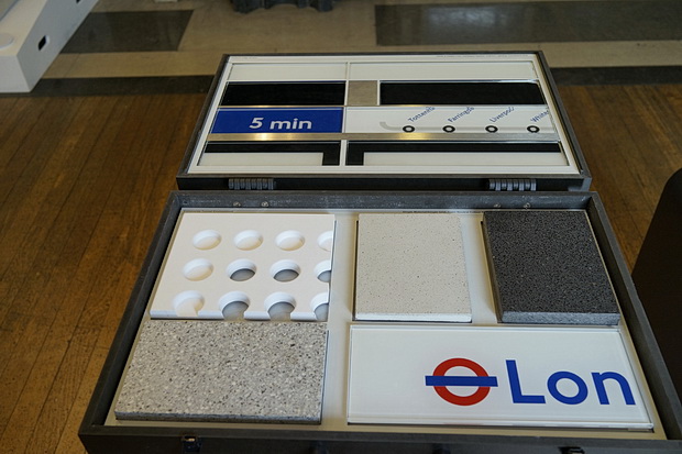Crossrail station designs on the Elizabeth Line displayed at RIBA, London