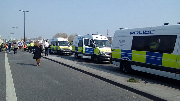 Extinction Rebellion protests: Day 3 - arrests on Waterloo Bridge, Weds 17th April 2019