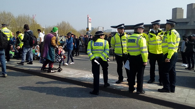 Extinction Rebellion protests: Day 3 - arrests on Waterloo Bridge, Weds 17th April 2019