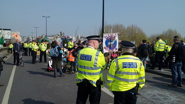 Extinction Rebellion protests: Day 3 - arrests on Waterloo Bridge, Weds 17th April 2019