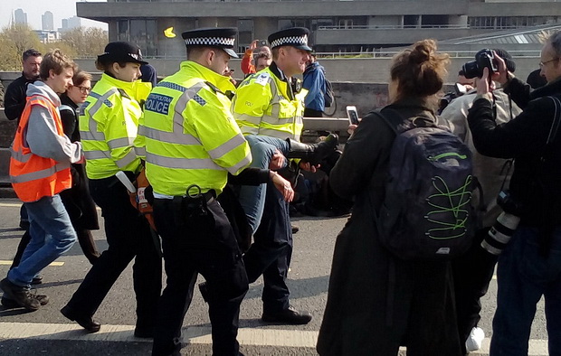 Extinction Rebellion protests: Day 3 - arrests on Waterloo Bridge, Weds 17th April 2019