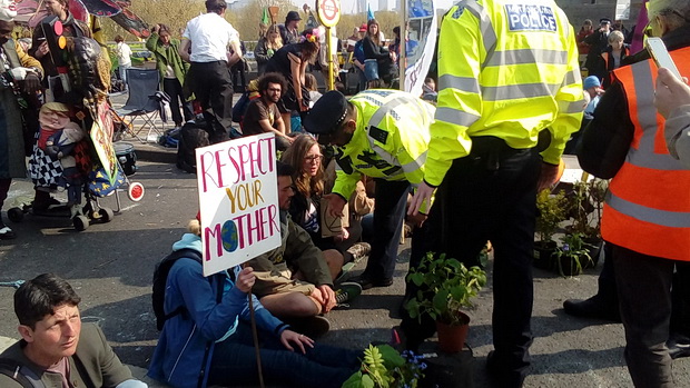 Extinction Rebellion protests: Day 3 - arrests on Waterloo Bridge, Weds 17th April 2019