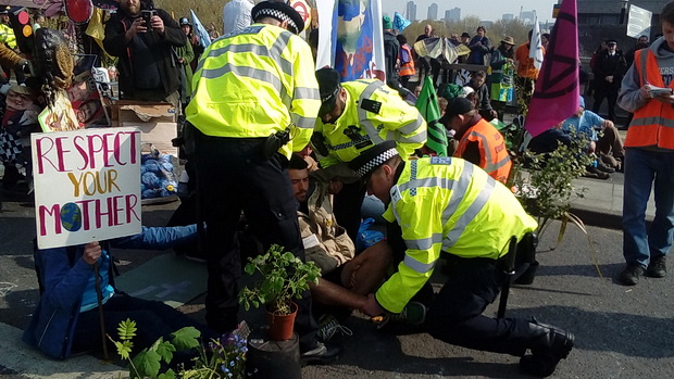 Extinction Rebellion protests: Day 3 - arrests on Waterloo Bridge, Weds 17th April 2019