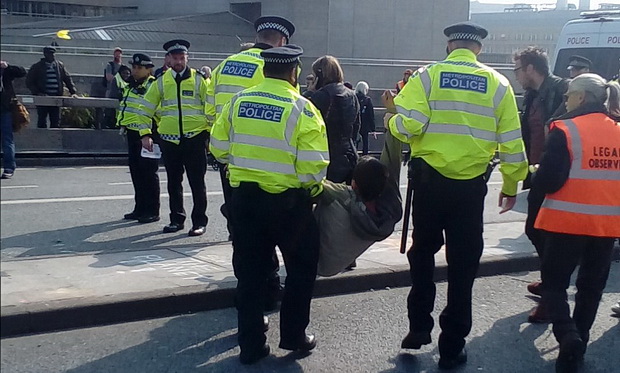 Extinction Rebellion protests: Day 3 - arrests on Waterloo Bridge, Weds 17th April 2019