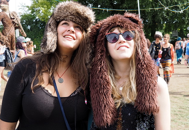 Faces of Boomtown Fair, music festival near Winchester, England, August 2014