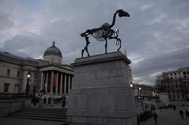 Gift Horse by German artist Hans Haackeon on Trafalgar Square's Fourth Plinth, London, March 2015