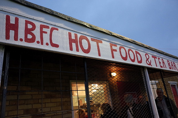 The hand-painted signs of Harrow Borough FC, north London, Sat 22nd November 2014