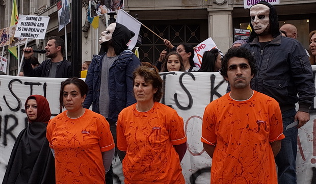 Kurdish activists protest against ISIS in Oxford Circus, London, Saturday 27th Sept 2014