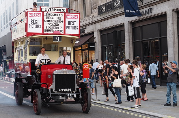 Bus Cavalcade in Regent Street moves on towards Oxford Circus, Sunday 22nd June 2014 