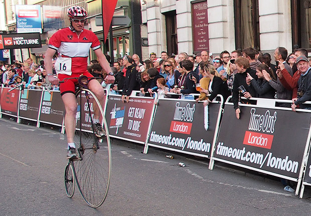 Sat 8th June 2013, London Nocturne with Penny Farthing races, folding bike dashes and pro cycling races