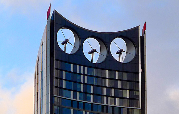 The rarely spinning turbines of the Strata Tower, south London