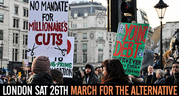 March for the Alternative demo, Sat 26th March 2011 - info, legal help, chat and after-party